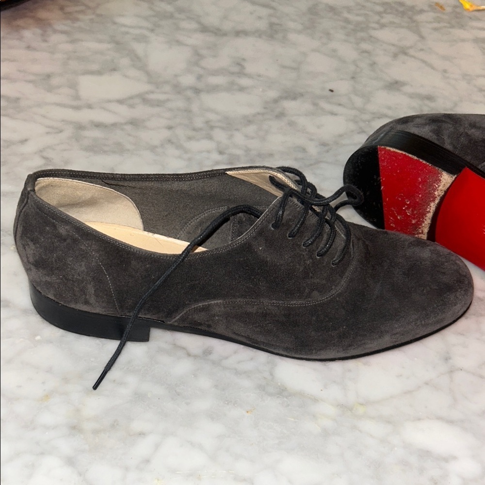 Christian Louboutin Men's Dark Gray Suede Oxfords with Red Soles Sz 41 1/2 - Picture 4 of 10